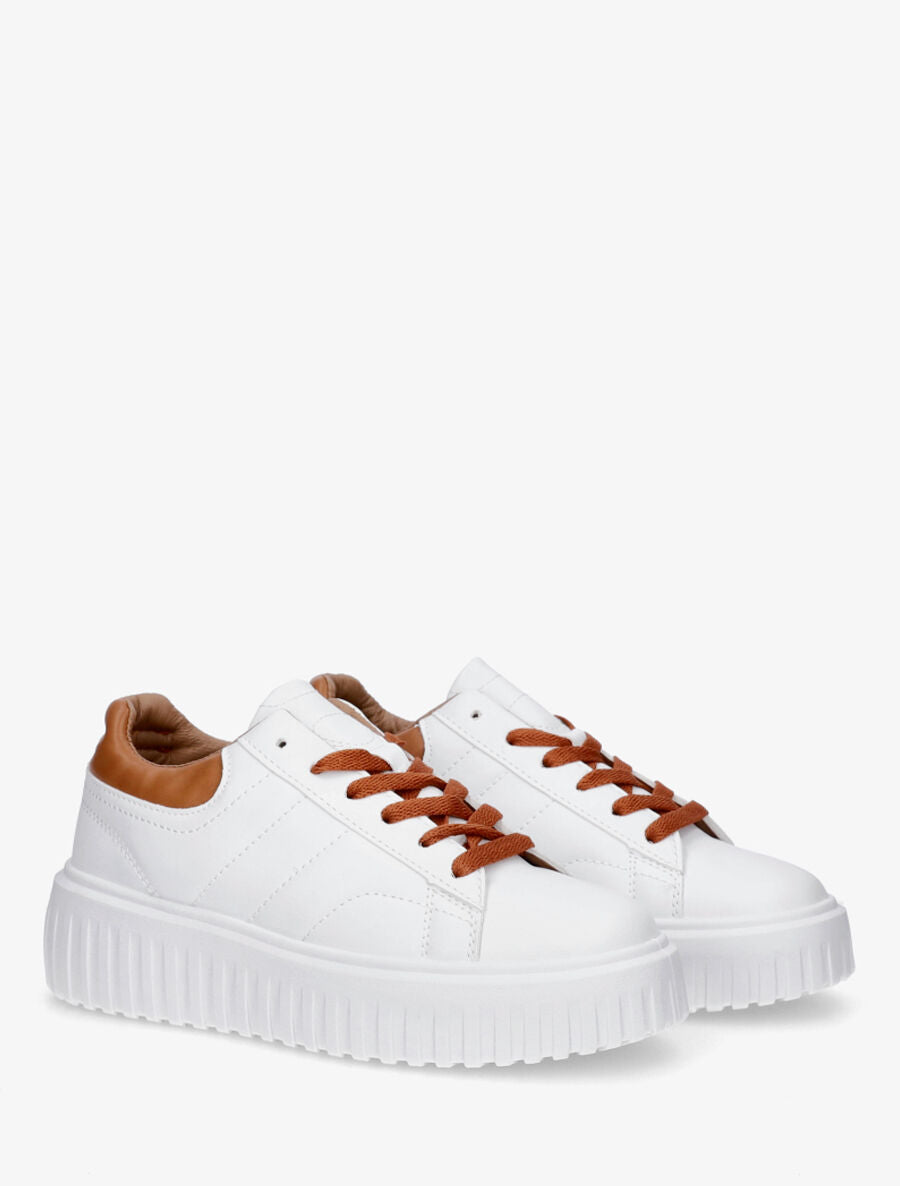 Sneakers à plateforme striée - Marron - 4