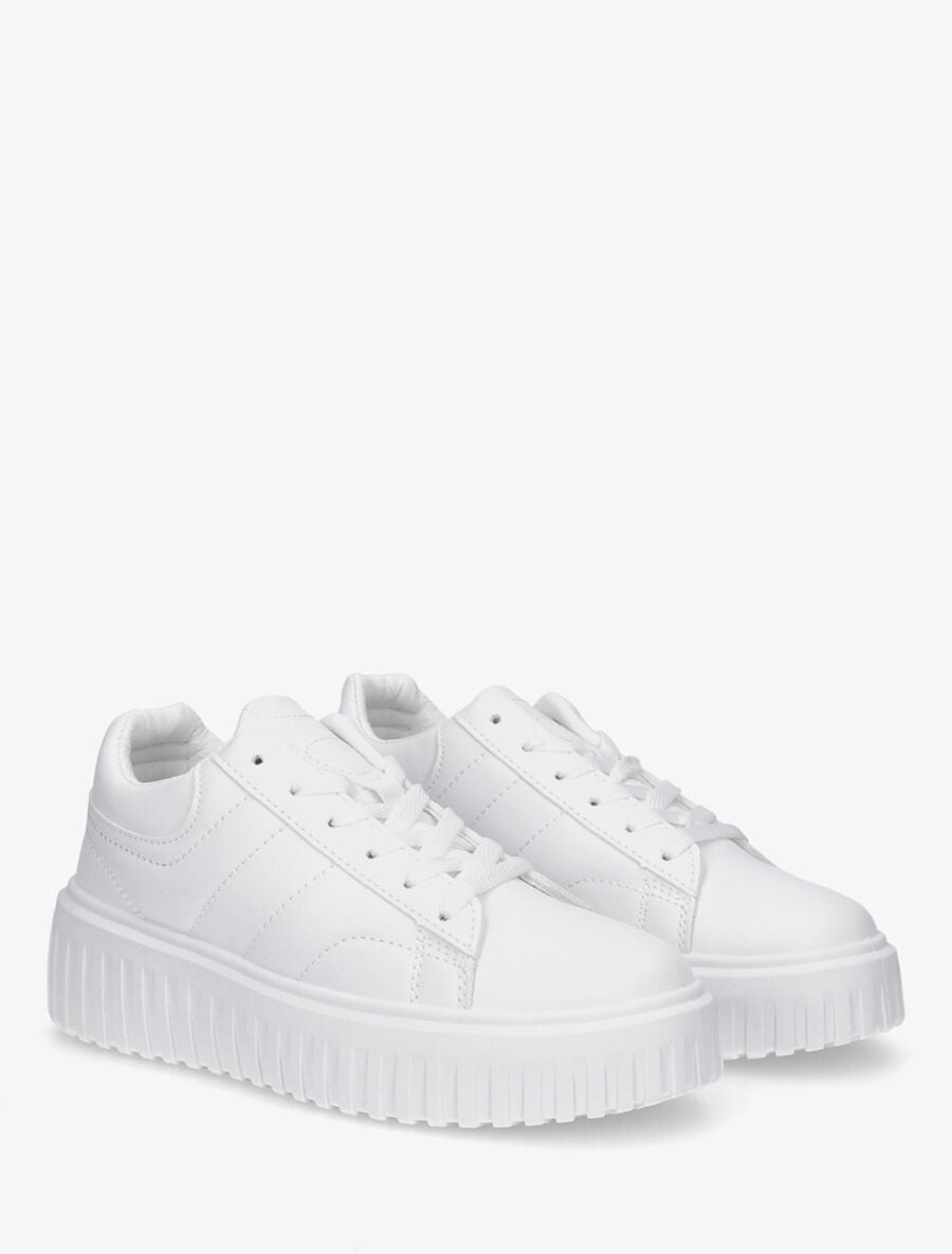 Sneakers à plateforme striée - Blanc - 4