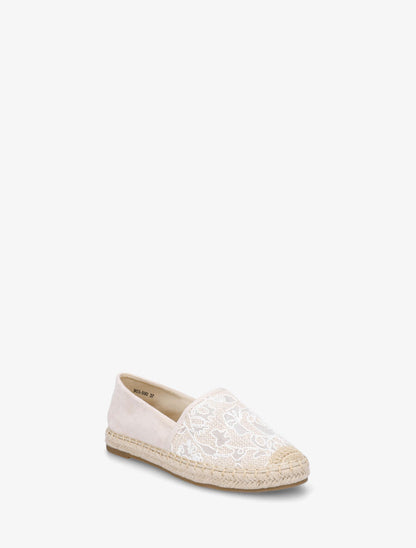Espadrilles plates en suédine et dentelle - Beige - 2
