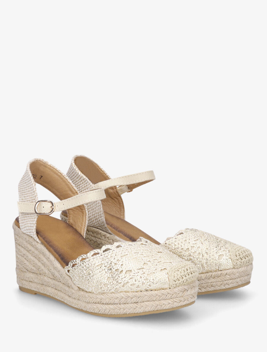 Sandales compensées style espadrilles - Or - 4