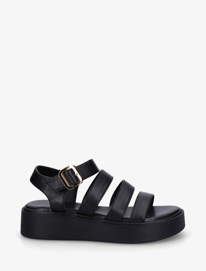 Sandales multibrides en simili - Noir - 5