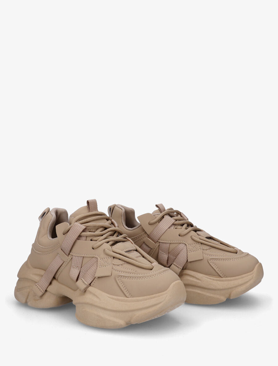 Baskets color block en simili - Taupe - 4