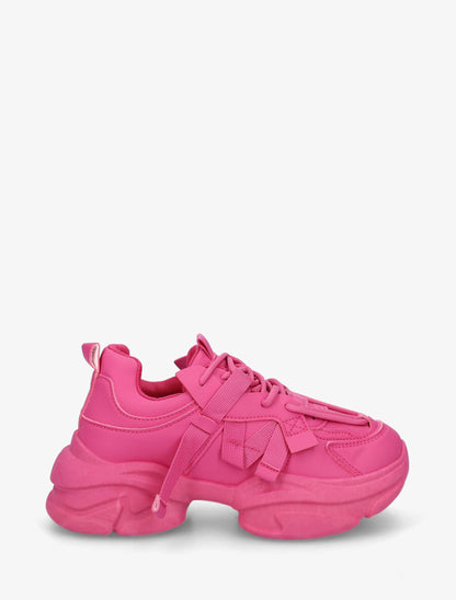 Baskets color block en simili - Fushia - 5