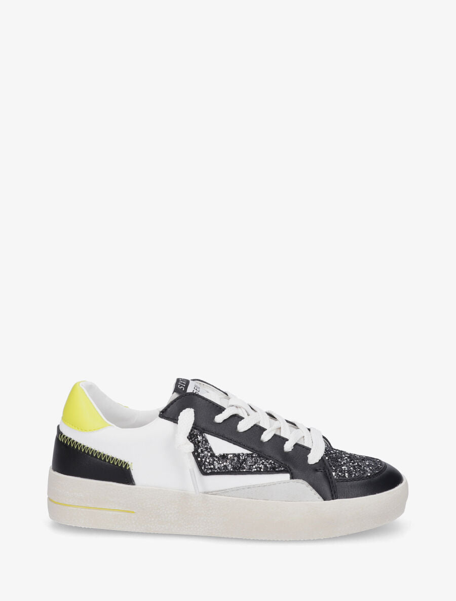 Sneakers en simili à détail pailleté - Noir - 5