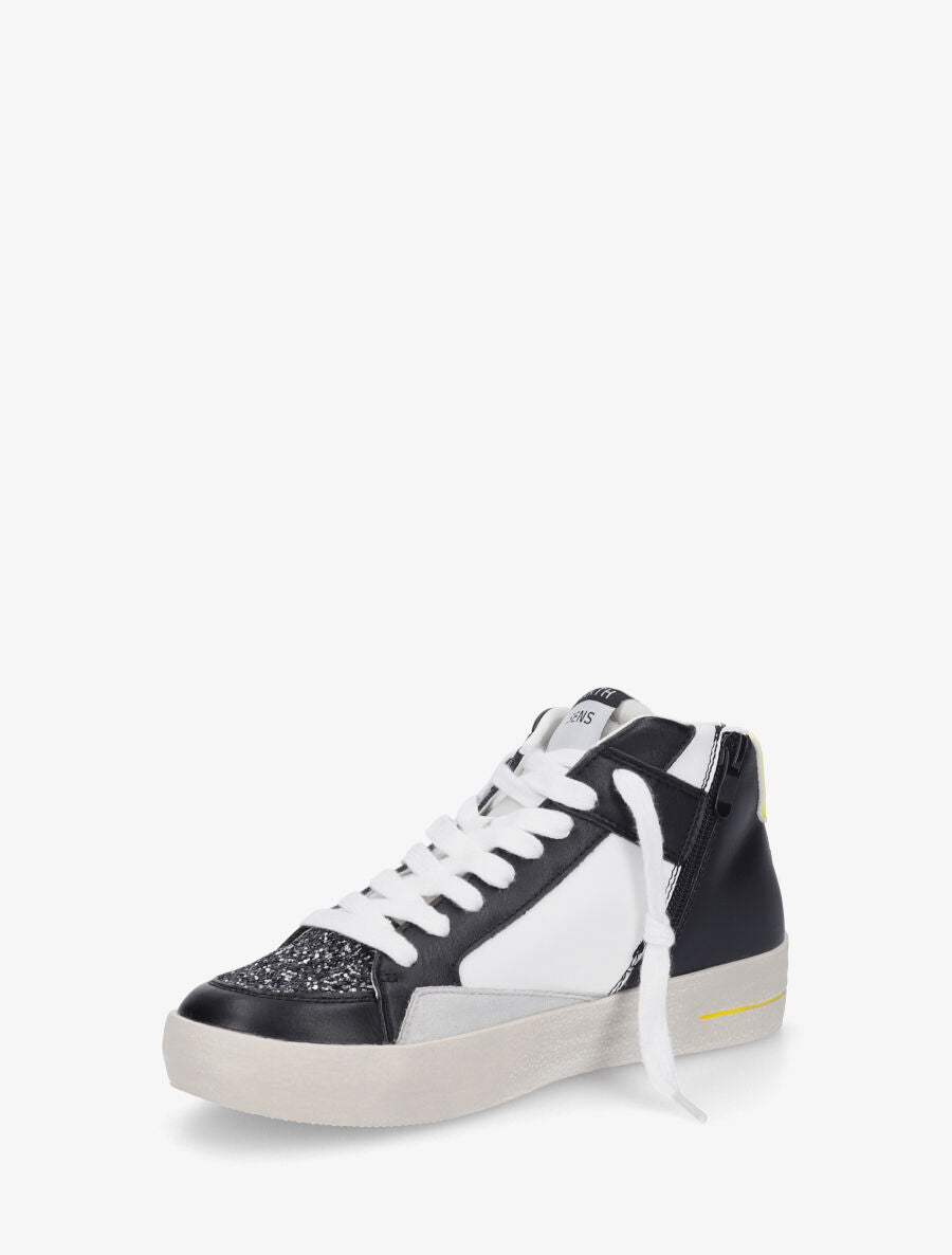 Sneakers montantes zippées à détail pailleté - Noir - 3