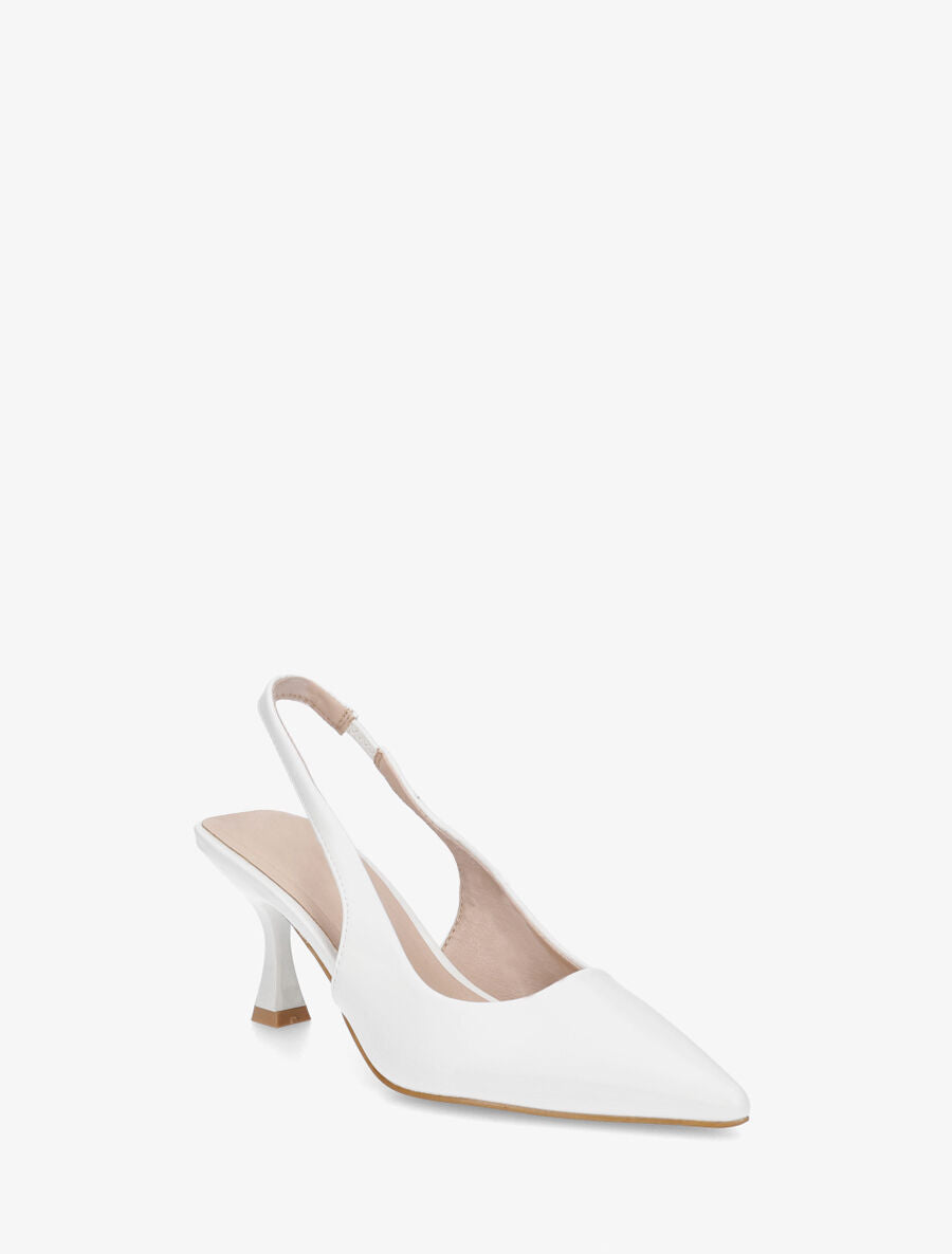 Escarpins bout pointu et talon bobine - Blanc - 2
