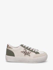 Baskets bimatière à motif étoile léopard - Beige/kaki - 5