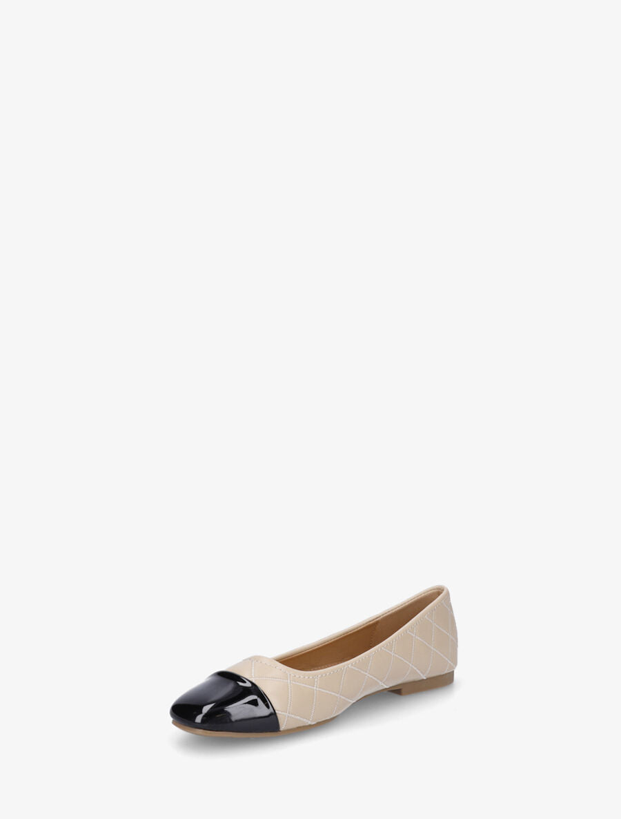 Ballerines matelassées à bout rond verni - Taupe - 3