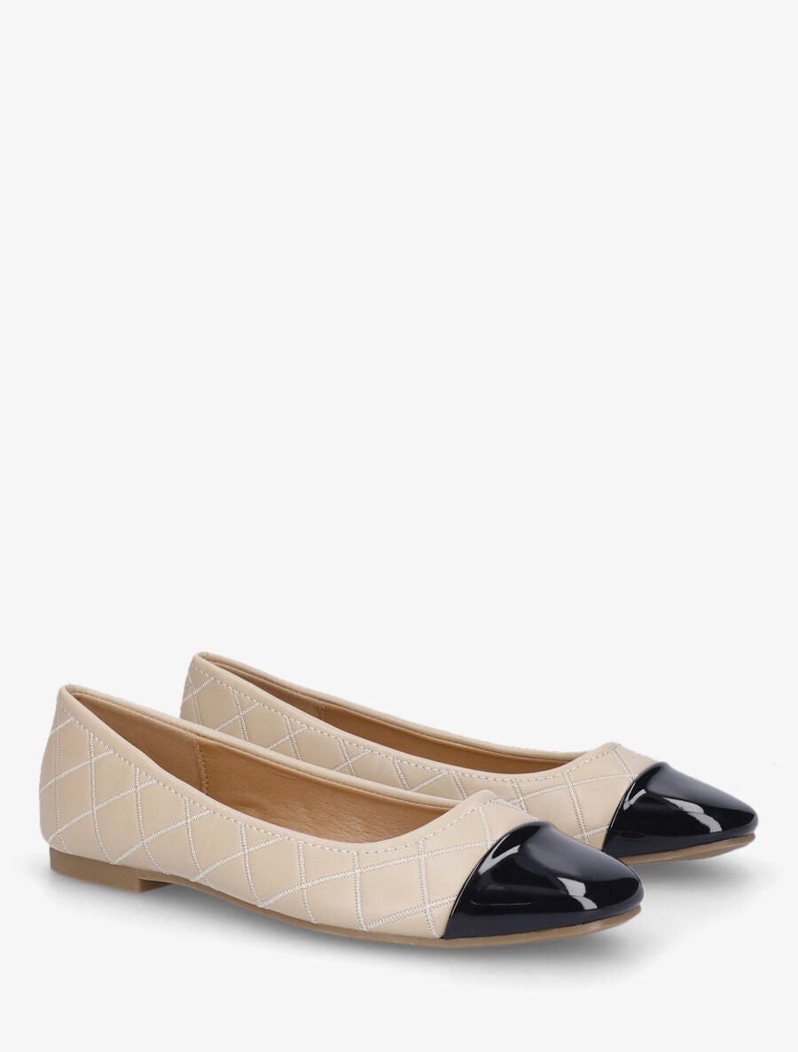 Ballerines matelassées à bout rond verni - Taupe - 4
