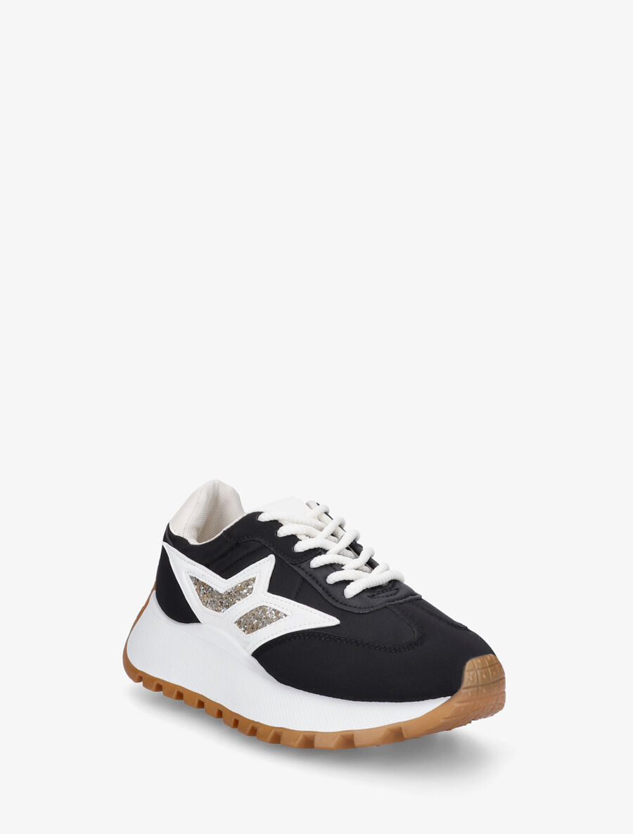Sneakers à plateforme et détail pailleté - Noir - 2