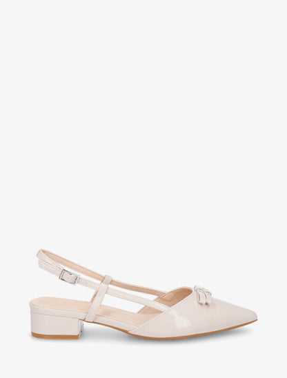 Ballerines ouvertes pointus à noeuds - Beige - 5