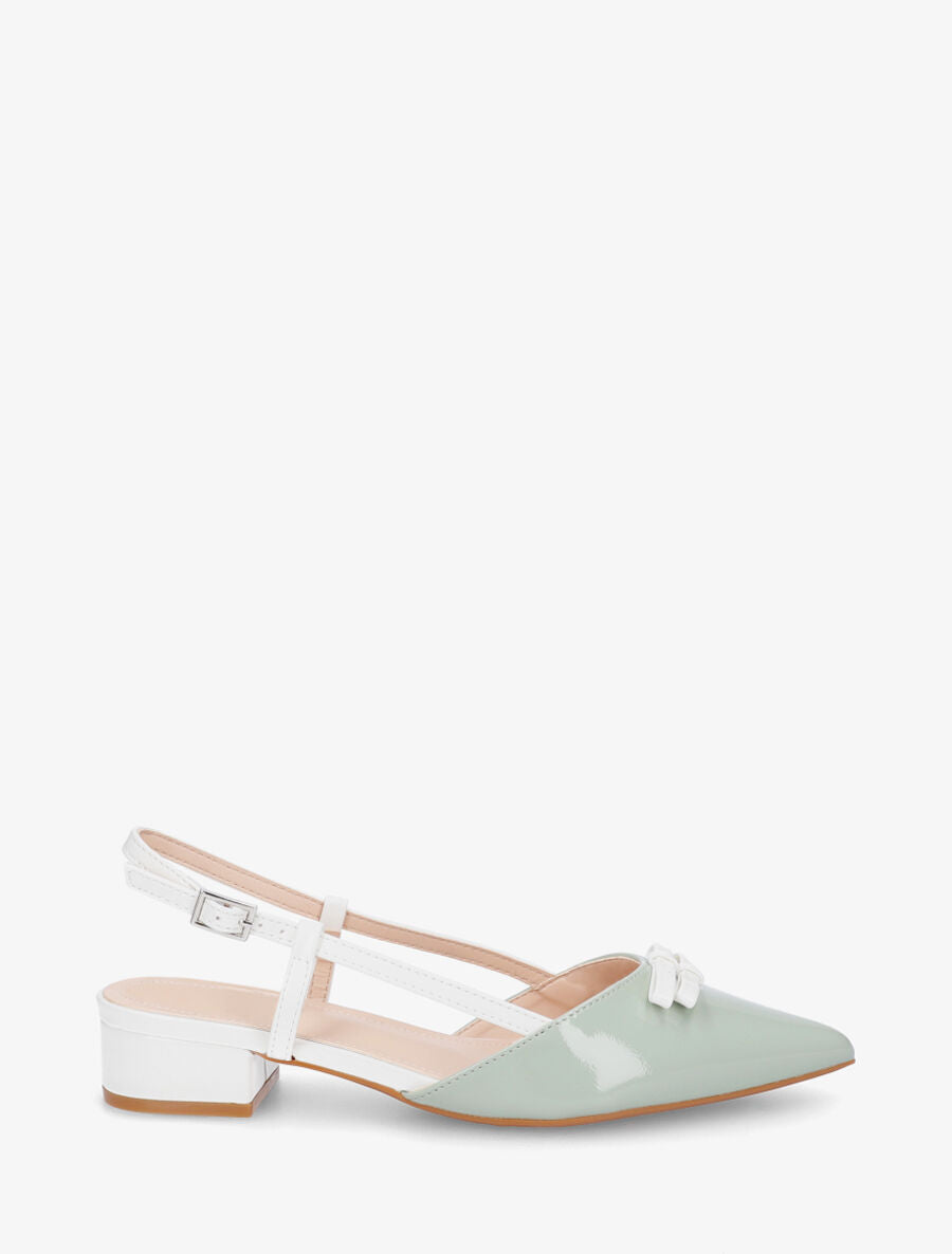 Ballerines ouvertes pointus à noeuds - Vert amande - 1