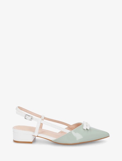 Ballerines ouvertes pointus à noeuds - Vert amande - 1