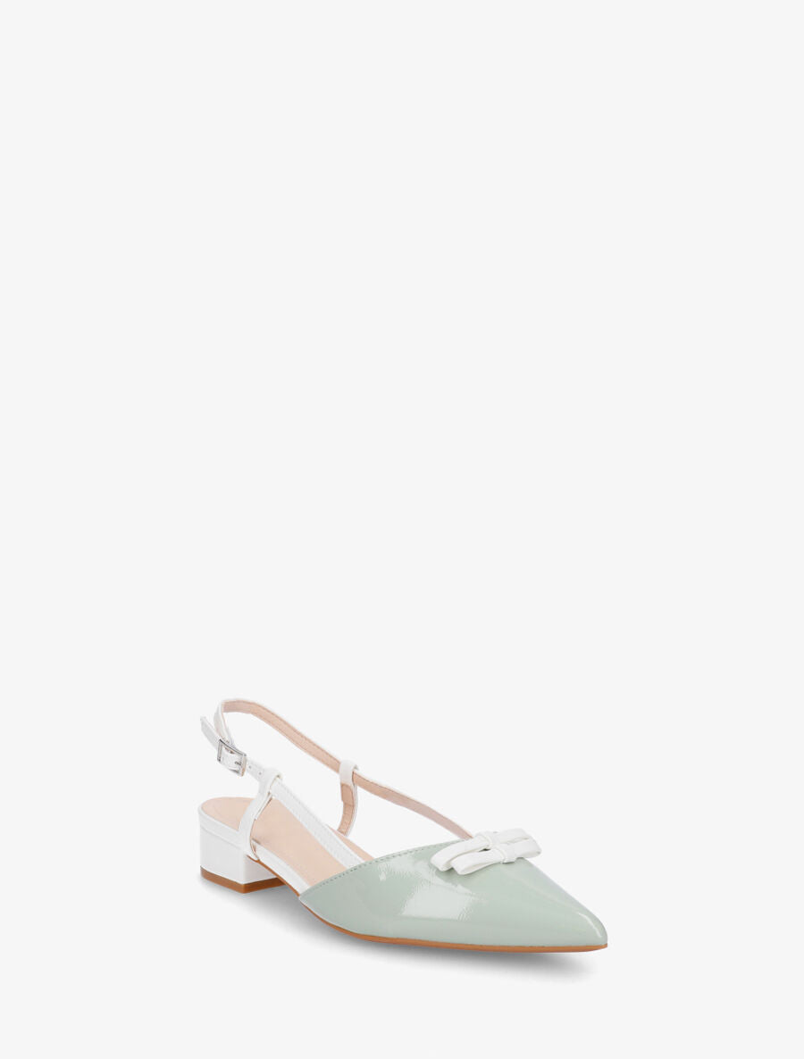 Ballerines ouvertes pointus à noeuds - Vert amande - 2
