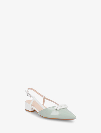 Ballerines ouvertes pointus à noeuds - Vert amande - 2