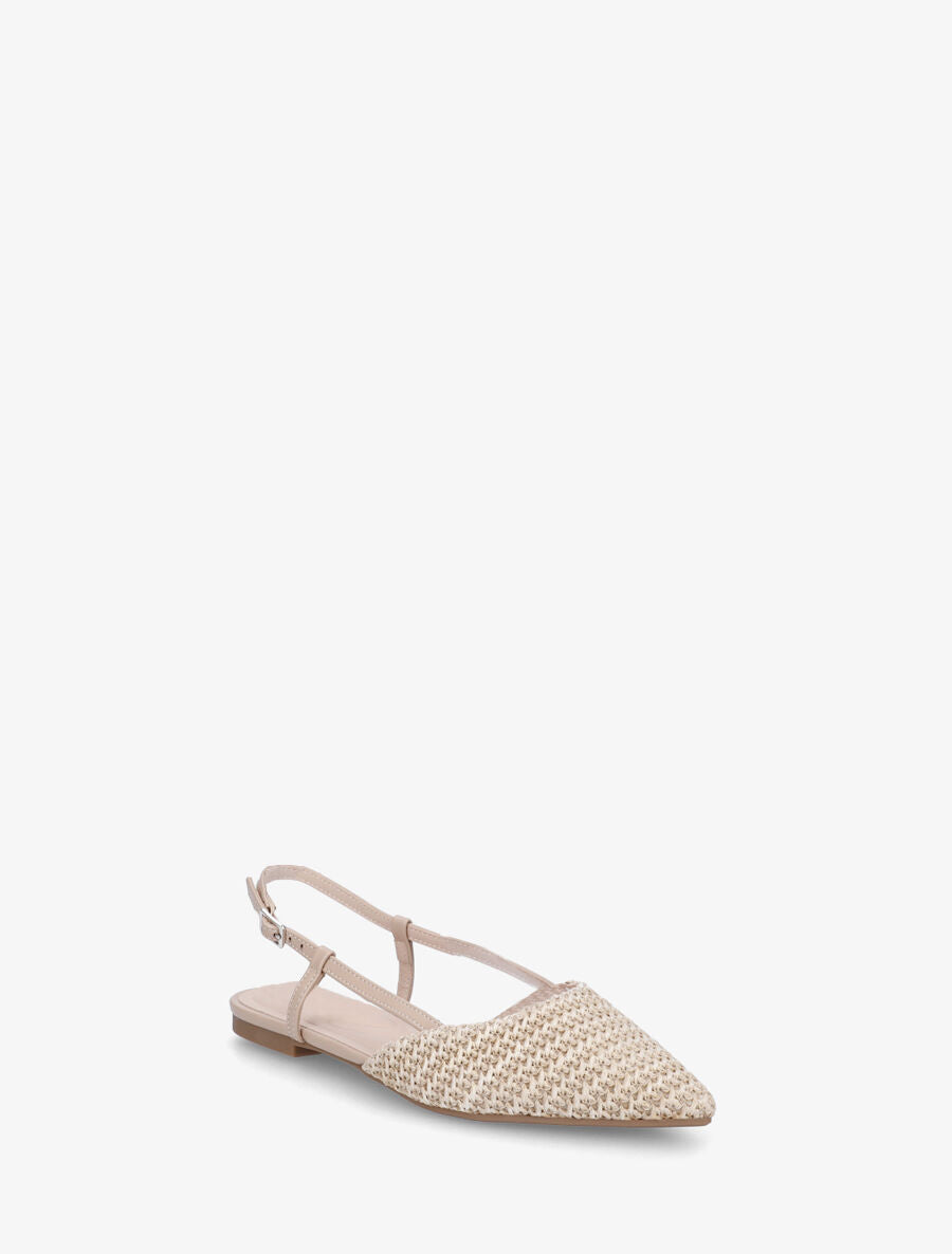 Ballerines pointus effet tressé à talon ouvert - Beige - 2