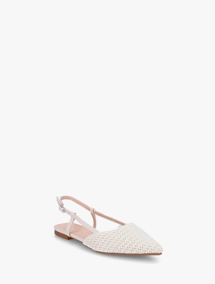 Ballerines pointus effet tressé à talon ouvert - Blanc - 2