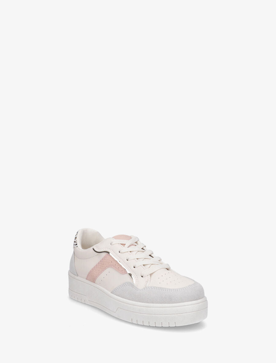 Sneakers à contrefort contrastant - Beige - 2