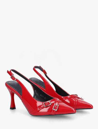 Escarpins pointus brides croisées - Rouge - 4