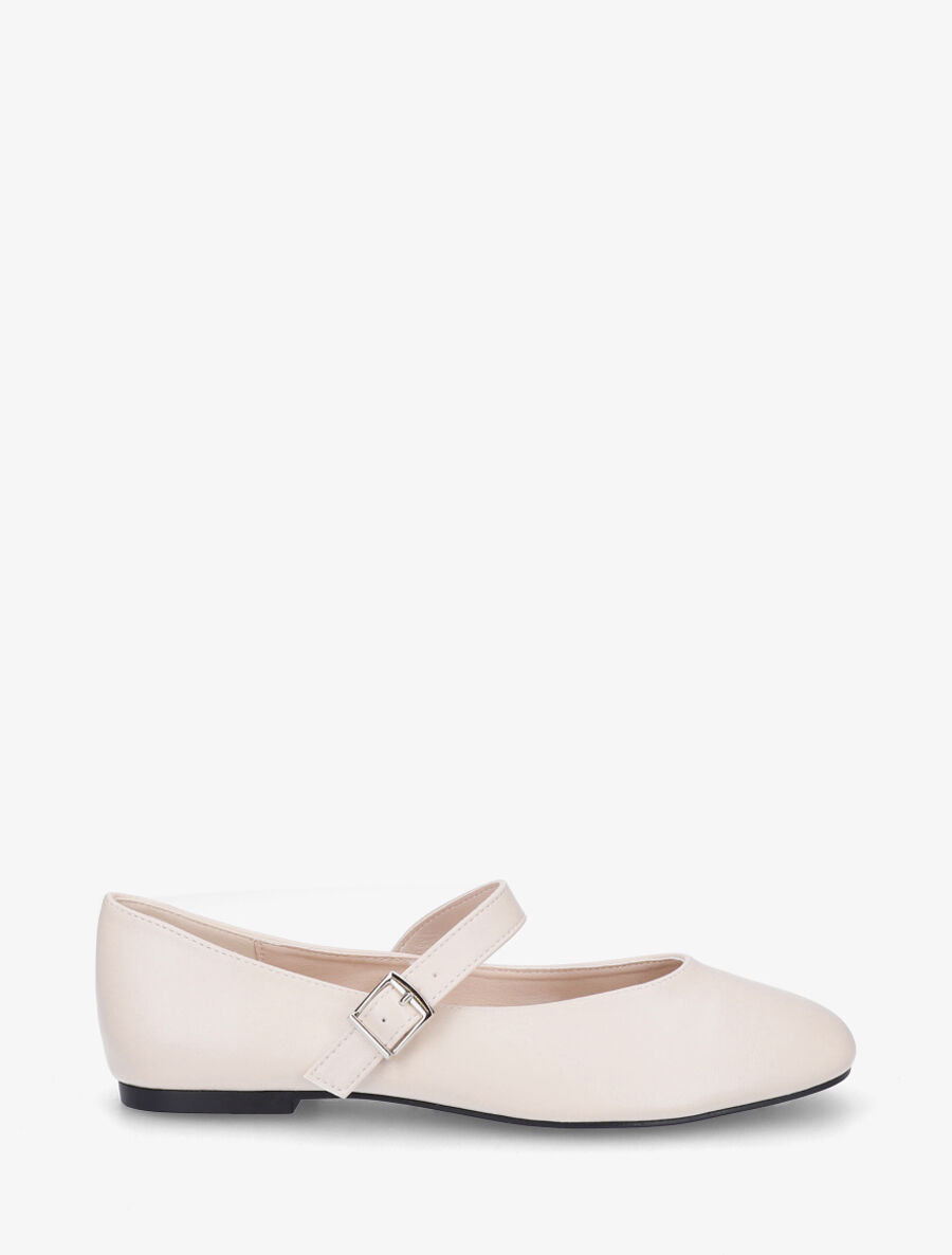 Ballerines en simili à bride - Beige - 1