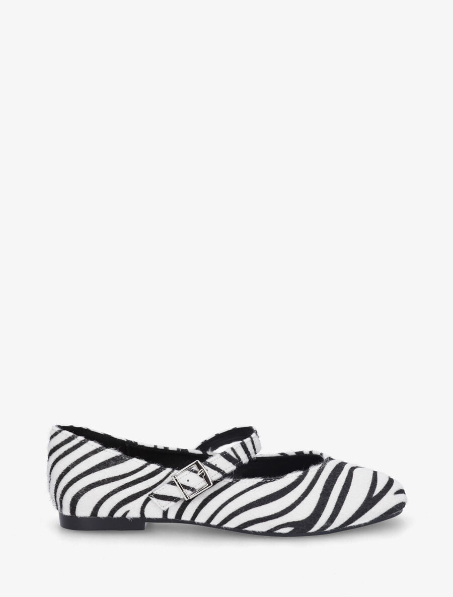 Ballerines imprimé zèbre à bride - Noir/blanc - 5
