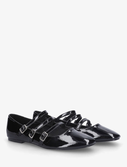 Ballerines vernies à 3 brides - Noir - 4