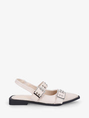 Ballerines ouvertes à boucles et bout pointu - Beige - 1