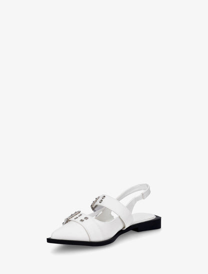 Ballerines ouvertes à boucles et bout pointu - Blanc - 3