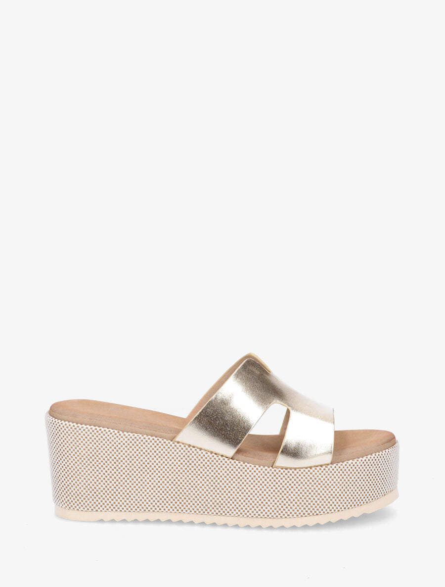Mules compensées à bride ajourée - Or - 1