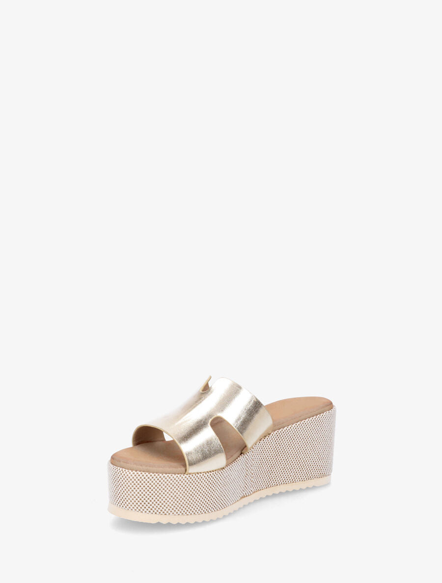 Mules compensées à bride ajourée - Or - 3