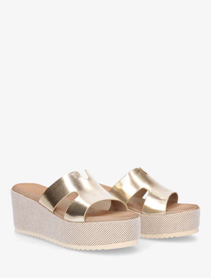 Mules compensées à bride ajourée - Or - 4