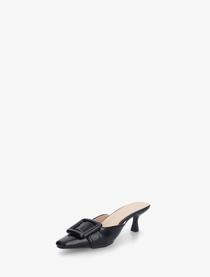 Mules en simili à talon talus - Noir - 3