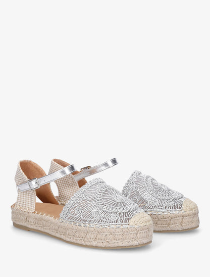 Espadrilles plates en crochet fantasie - Argent - 4