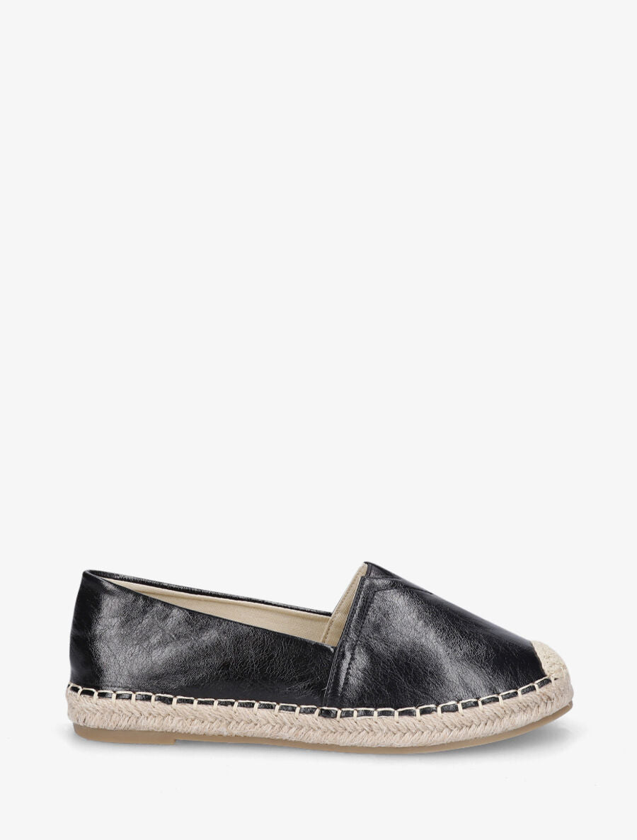 Espadrilles plates en simili nacré - Noir - 5