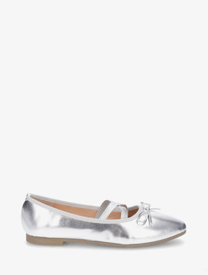 Ballerines en simili à élastiques croisés - Argent - 1