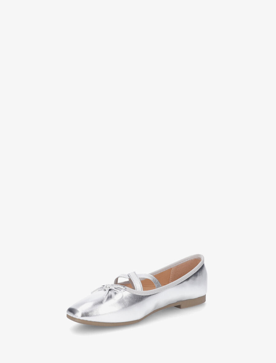 Ballerines en simili à élastiques croisés - Argent - 3