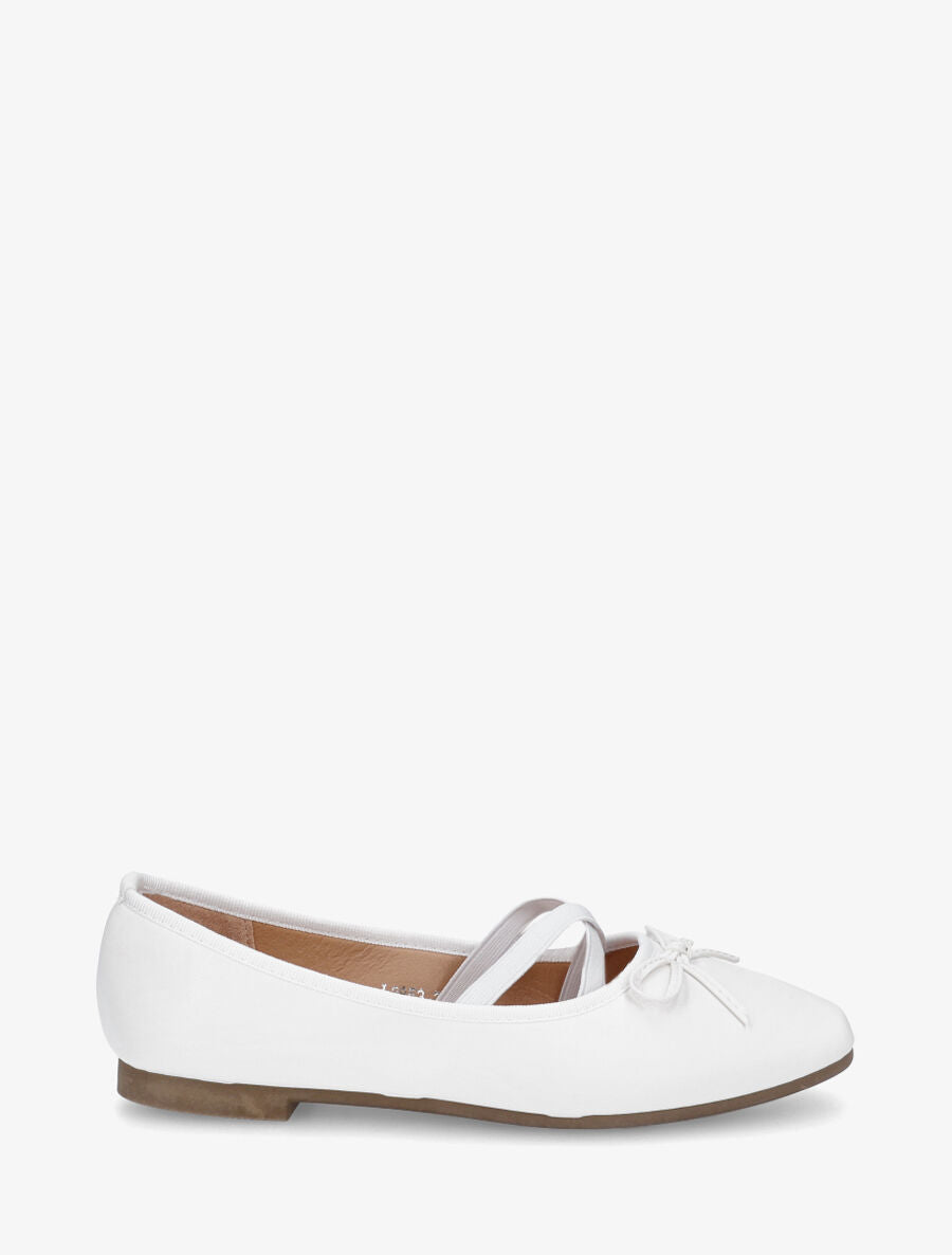 Ballerines en simili à élastiques croisés - Blanc - 5