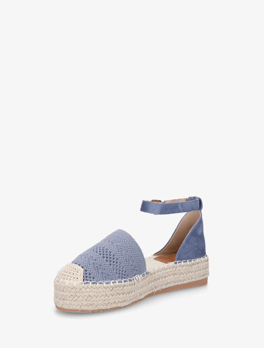 Espadrilles crochet à semelle compensée - Bleu clair - 3