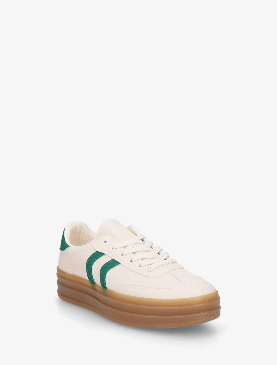 Baskets à bandes contrastantes - Vert/beige - 2