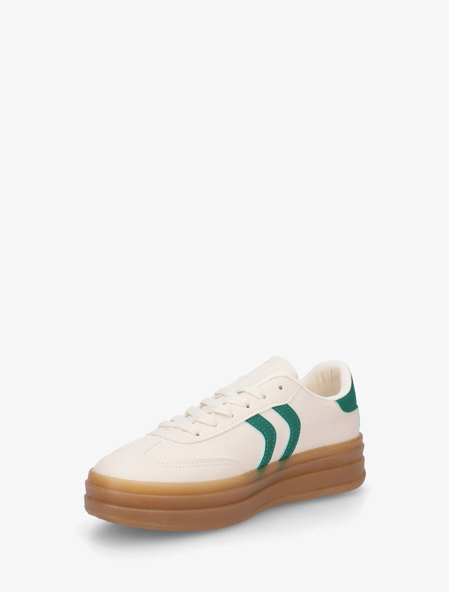 Baskets à bandes contrastantes - Vert/beige - 3