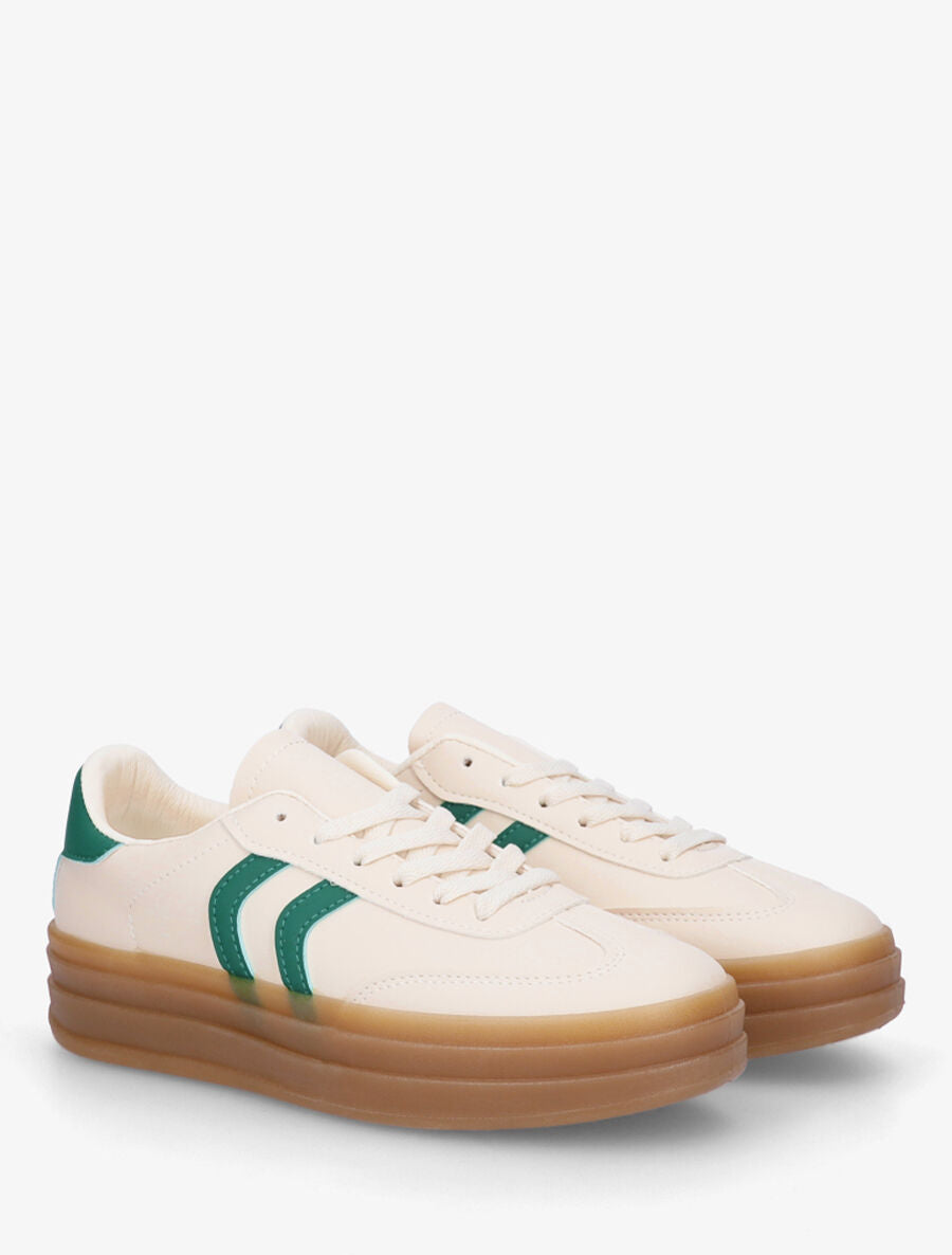 Baskets à bandes contrastantes - Vert/beige - 4