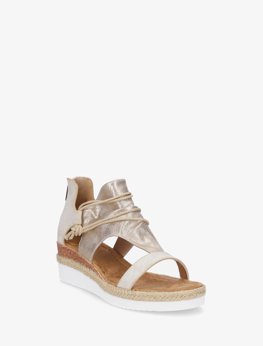 Sandales compensées à ganse irisée - Beige - 2