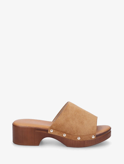 Mules style sabot en suédine - Camel - 5