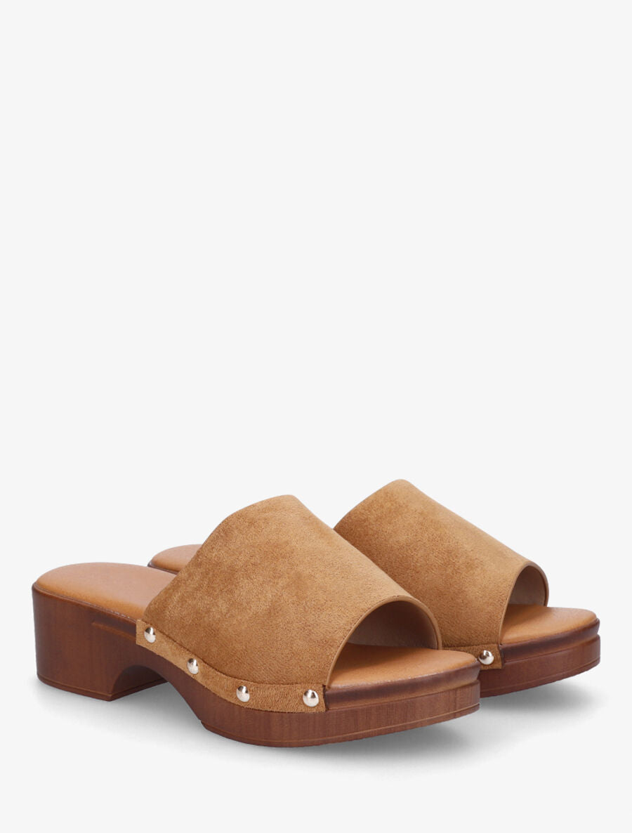Mules style sabot en suédine - Camel - 4