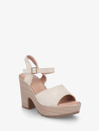 Sandales à talon haut en suédine - Beige - 2
