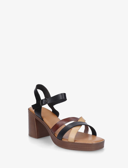 Sandales à talon et brides croisées - Noir - 2