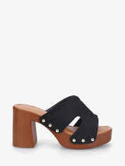 Mules style sabot en tissu - Noir - 1