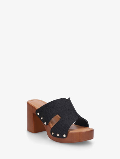 Mules style sabot en tissu - Noir - 2