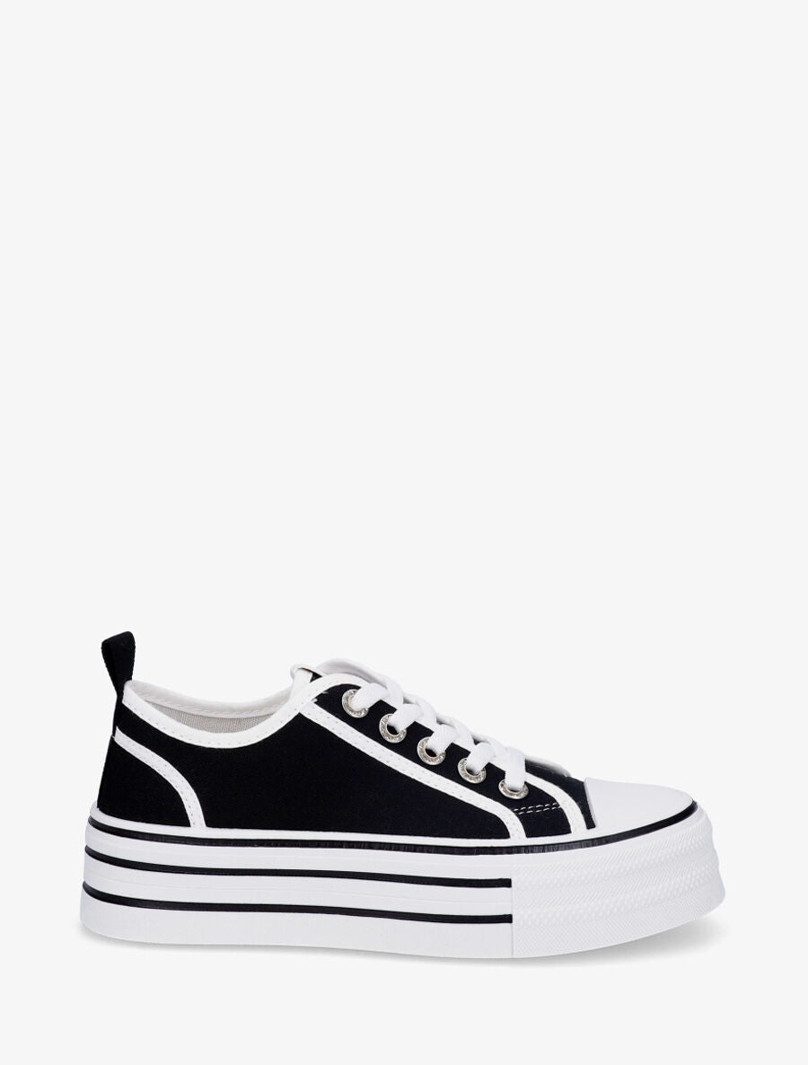 Sneakers à plateforme et œillets strassés - Noir - 1