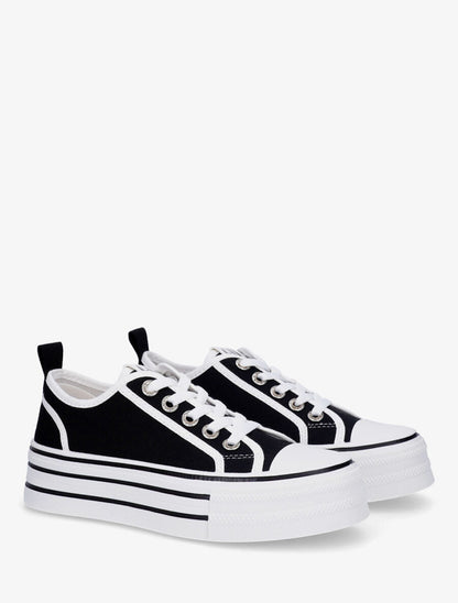 Sneakers à plateforme et œillets strassés - Noir - 4